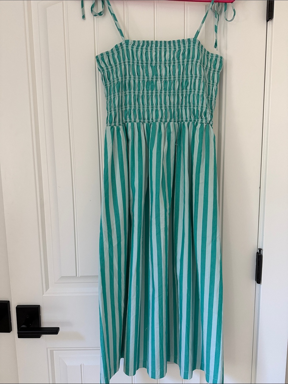 a new day Striped Smocked Midi Dress